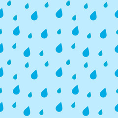 Rain drops seamless pattern on white background illustration