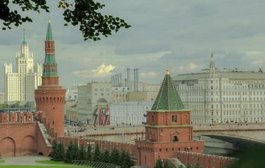 Panoramic view on Moscow Red Square, Kremlin towers