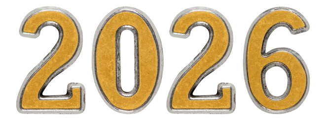 2026 inscription, isolated on white background, 3d render