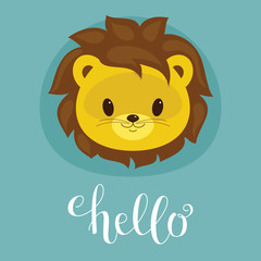 Naklejka premium Cute lion cub head