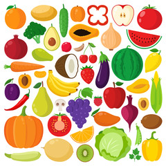 Vector vegetables and fruits icons