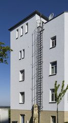 escape stairs on a white house