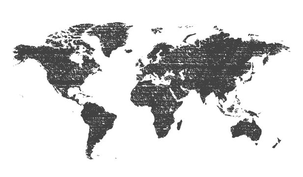 Grunge Texture Gray World Map Vector Illustration