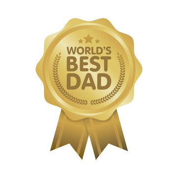 World Best Dad Badge Award Vector Illustration