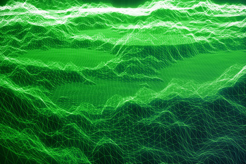 Naklejka premium 3D illustration internet connection, abstract sence of science and technology. Concept image cyberspace landscape grid.