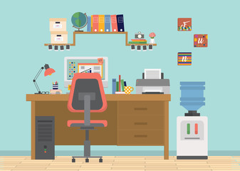 Vector illustration. Modern business workplace.