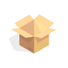 Isometric cardboard icon. Cartoon package box vector illustration