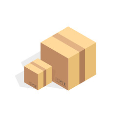 Isometric cardboard icon. Cartoon package box vector illustration