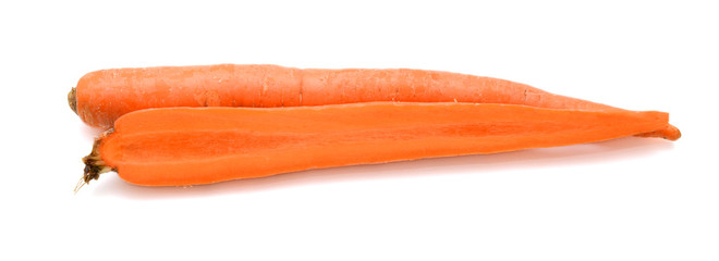Fresh carrots isolated on white background