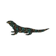 Varan lizard reptile color silhouette animal