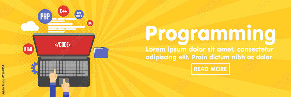 Poster Programming and coding, website development banner template
