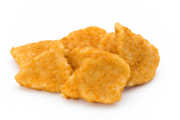 Nugget chiken on the white background.