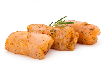 Chiken meat rolls isolated on the white background.
