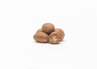 nutmeg isolated on white background with shadow