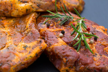 Pork chops, pepper and rosemary marinade.