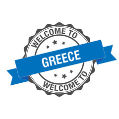 Welcome to Greece stamp illustration