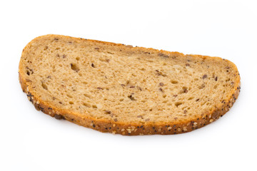 Rye bread slice isolated on white background.