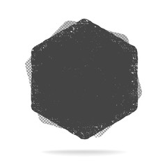 Grunge hexagon shape. Dirty texture vector illustration