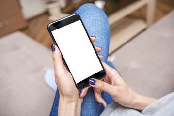 Woman using phone.