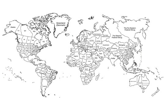 the world map white