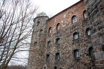 Historic Vyborg castle (Finnish, Swedish and Russian rule) on island in Gulf of Finland. Ancient...