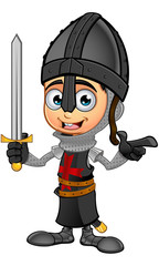 Obraz premium Boy Black Knight Cartoon Character