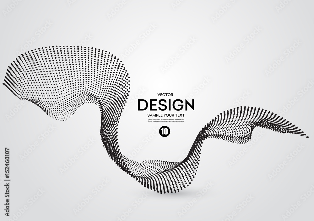 Aufkleber Abstract background with dots lines. Vector particles. Halftone wavy line.
