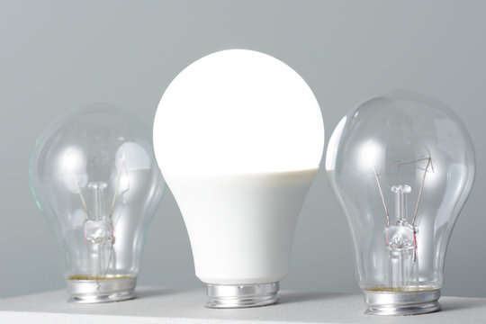 Glowing led lamp and incandescent bulbs