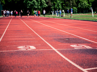 runners approaching the finish line of a race