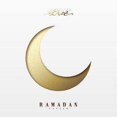 Obraz na płótnie Canvas Month Ramadan greeting card with arabic calligraphy Ramadan Kareem. Islamic background half a month.