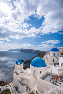 Fototapeta Beautiful Oia village on Santorini island in Greece
