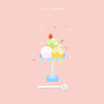 Ice cream. Vector flat illustration.