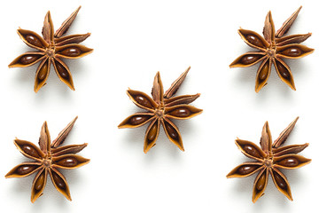 Star anise close-up isolated on white background