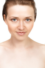 portrait of beautiful woman with clean skin