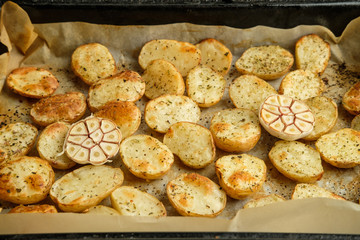 Young baked potatoes