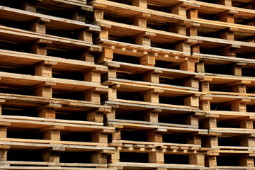 Stacked wooden pallets