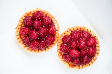 Raspberry Tarts with Mint Leaves