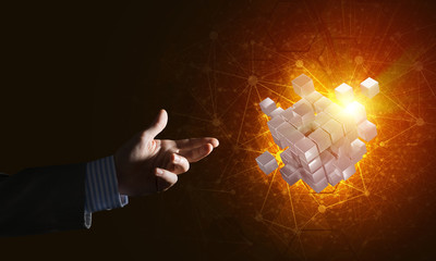 Idea of new technologies and integration presented by cube figure
