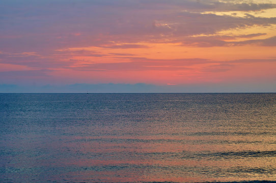 Sunrise on the Black Sea coast in a summer hot day, Bulgaria, Primorsko
