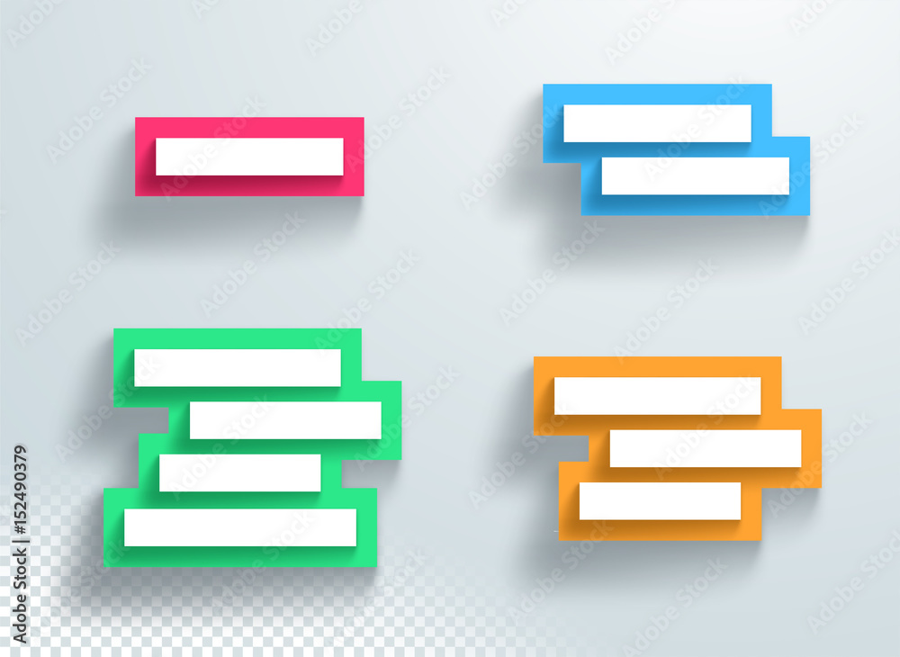 Poster title colorful text box set stacked with 3d shadows frame backing