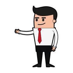 happy cartoon businessman stretching arm icon image vector illustration design 