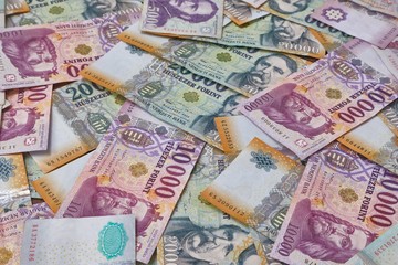 Fototapeta na wymiar Banknotes Background, Hungarian Forints