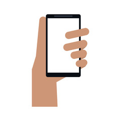 hand holding cellphone icon image vector illustration design 