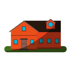 pretty family house surrounded by lawn icon image vector illustration design 