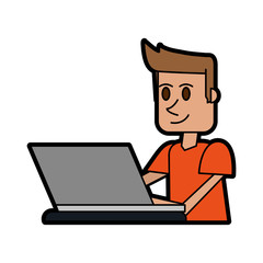 person using laptop computer icon image vector illustration design 