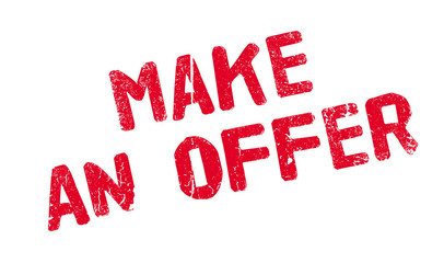 Make An Offer rubber stamp. Grunge design with dust scratches. Effects can be easily removed for a clean, crisp look. Color is easily changed.