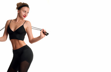 Slim woman athlete doing fitness workout