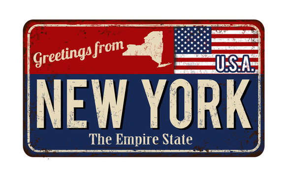 Greetings From New York Vintage Rusty Metal Sign