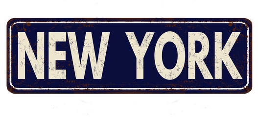 New York vintage rusty metal sign