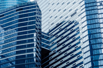 Modern skyscrapers in a business district. High rise buildings of Moscow business center Moscow - city